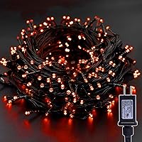 Twinkle Star 33FT 100 LED Halloween String Lights Orange, Plug in Black Wire Fairy Lights 8 Modes Waterproof Mini Light for Outdoor Indoor Christmas Tree Holiday Wedding Party Bedroom Patio Tree Decor
