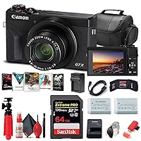 Canon PowerShot G7 X Mark III Digital Camera (Black) (3637C001), 64GB Memory Card, NB13L Battery, Corel Photo Software, Charger, Card Reader, Bag, Flex Tripod + More (International Model) (Renewed)