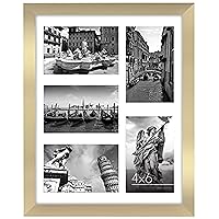 Americanflat 11x14 Collage Picture Frame in Gold - Displays Five 4x6 Frame Openings or One 11x14 Frame Without Mat - Engineered Wood, Shatter Resistant Glass, Includes Hanging Hardware for Wall