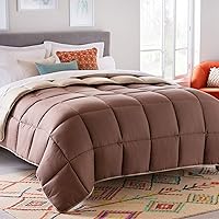 LINENSPA Reversible Down Alternative Comforter and Duvet Insert - All-Season Comforter - Box Stitched Comforter - Bedding for Kids, Teens, and Adults – Sand/Mocha - Oversized King