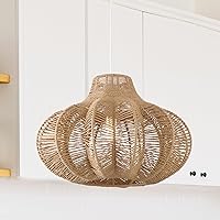Creative Co-Op Boho Handwoven Paper Rope and Metal Ceiling Pendant Lamp, Natural