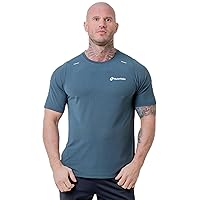 NutriVolv Men's Gym T Shirt | Reflective Strips, Side Split | Breathable Quick Dry Running Shirt for Sport, Fitness, Moisture Wicking Activewear