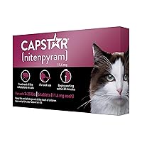 Capstar (nitenpyram) for Cats, Fast-Acting Oral Flea Treatment for Cats 2-25 lbs, Vet-Recommended Flea Medication Tablets Start Killing Fleas in 30 Minutes, 6 Doses