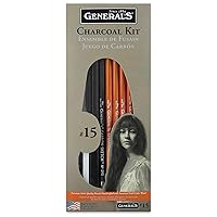 General Pencil General NUM 15 Charcoal KIT, 12 Count (Pack of 1), Multicolor