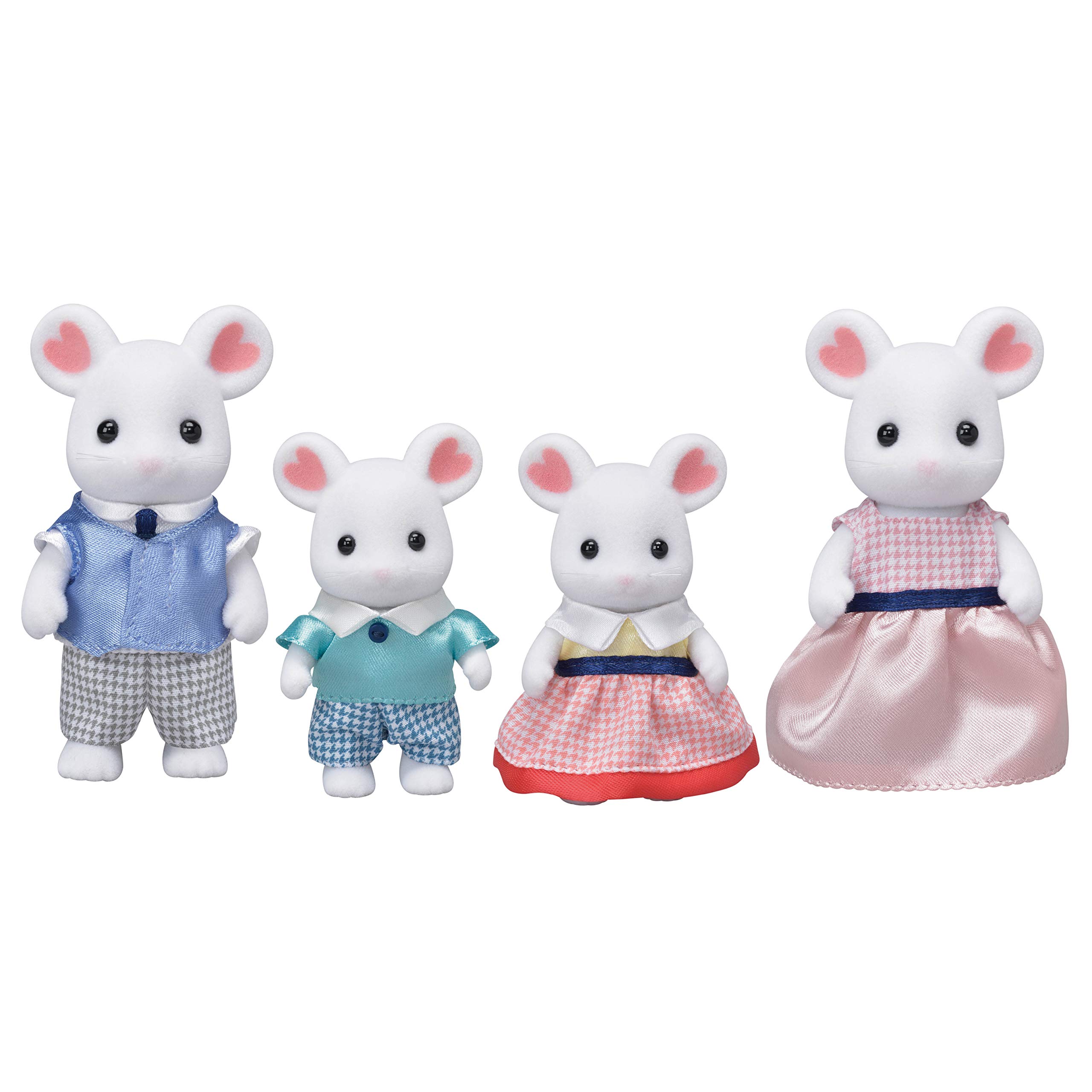 Calico Critters, Marshmallow Mouse Family, Dolls, Dollhouse Figures, Collectible Toys, 3 inches