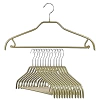MAWA by Reston Lloyd Silhouette Series Non-Slip Space Saving Clothes Hanger with Bar & Hook for Pants and Skirts, Style 41/FRS, Set of 12, Gold