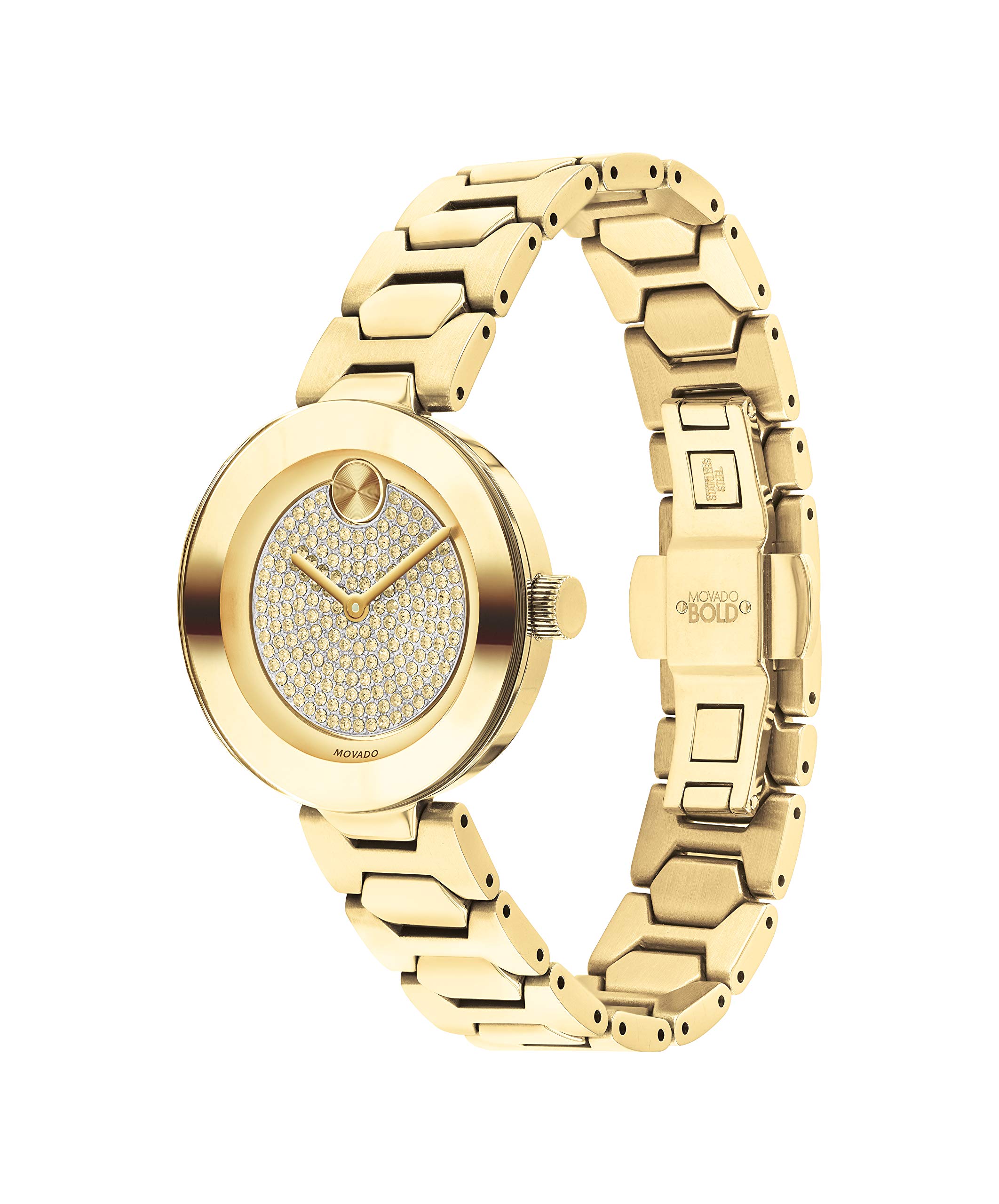 Movado Women's BOLD T-Bar LYG Watch with a Flat Dot Crystal Dial, Gold (Model 3600492)