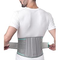 TYNOR Back Brace Lumbo Sacral Belt for Men & Women, Herniated Disc, Sciatica, Scoliosis & Lower Back Pain Breathable Back Support Belt, Adjustable Straps with Removable Pad (Large, Grey)
