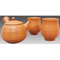 Tokoname Shudei Kyusu Teaset - REIKO - 1pot & 2yunomi cups with wooden box [Standard ship by EMS: with Tracking & Insurance]