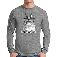 Awkward Styles Men's Rabbit with Glasses Funny Cute Long Sleeve T Shirt Tee Hipster Rabbit