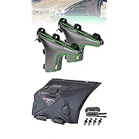 Goldfire 2 Pack Green Piping Triangle Truss Storage Bag + Tablet/Phone/GPS Holder Electronic Device Mount with Storage Box Compatible with Kawasaki Teryx KRX 1000 2020+