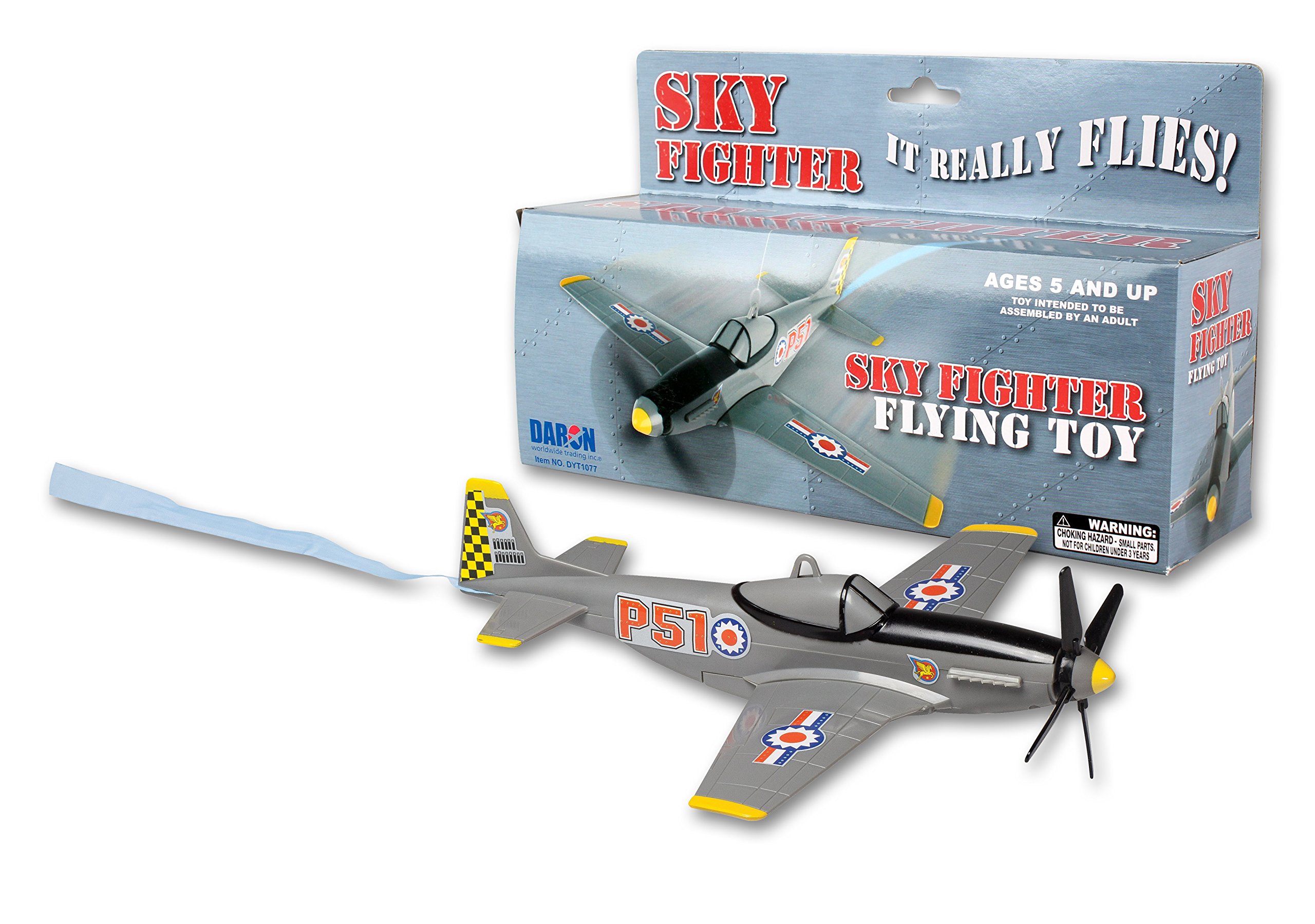 Daron Sky Fighter Flying Toy on a String , Grey