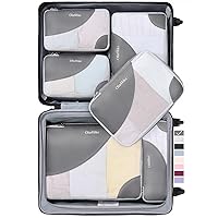 6 Set Packing Cubes for Travel, OlarHike 4 Various Sizes(Large,Medium,Small,Slim) Luggage Organizer Bags for Travel Accessories Travel Essentials, Travel Cubes for Carry on Suitcases (Grey)