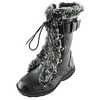 Link Girls Aura-20K Faux Fur Round Toe Flat Mid-Calf Boots