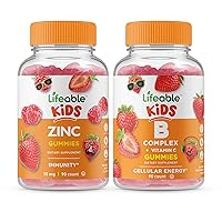 Lifeable Zinc Kids + B Complex Kids, Gummies Bundle - Great Tasting, Vitamin Supplement, Gluten Free, GMO Free, Chewable Gummy