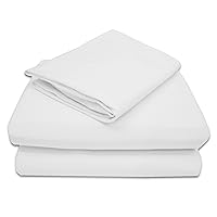 100% Natural Cotton Jersey Knit 3-Piece Toddler Sheet Set, White, Soft Breathable, for Boys and Girls
