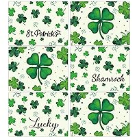 St. Patrick's Day Plastic Placemats Set of 6 Reusable Lucky Shamrock Table Mats Easy Clean Clover Place Mats Wipeable Spring Tableware Mat Decoration for Irish Holiday Party Kitchen Dining