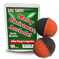Merry Christmas Asshole Bath Bombs - XL Black and Red Fizzers for Adults - Handcrafted, Black Cherry Scent, Made in America, 2 Count