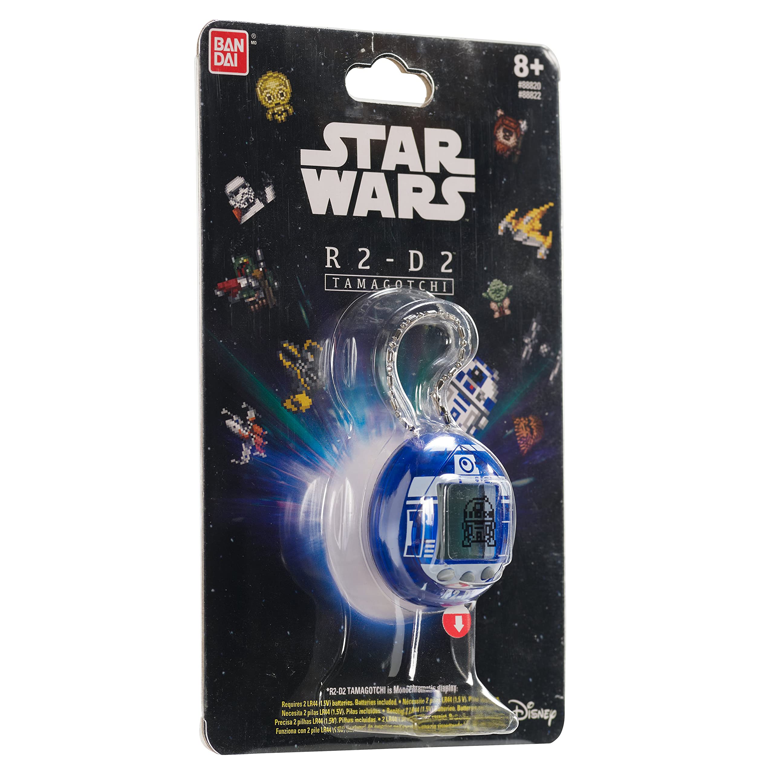 Tamagotchi 88822 Star Wars R2D2 Virtual Pet Droid with Mini-Games, Animated Clips, Extra Modes & Key Chain-(Blue), Multicolour