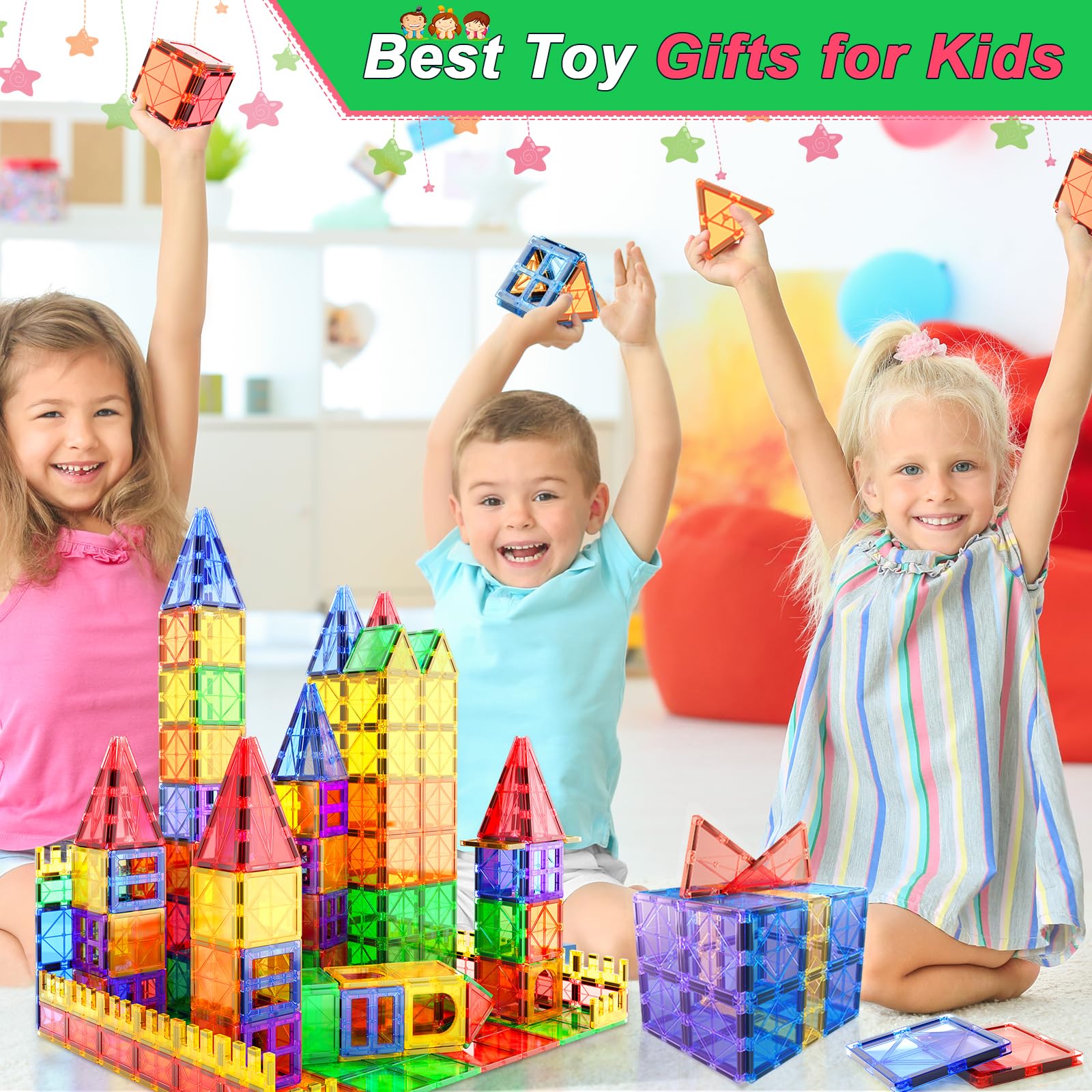 IGIVI Magnetic Tiles Toddler Toys for 3+ Year Old Boys & Girls, Magnetic Blocks Building Toys Games for Kids, STEM Learning Educational Sensory Toys, Birthday Gift Toys for Boys & Girls 4-6 5-7 6-8
