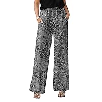 Women's Straight Leg Pocketed Pants Black and Grey