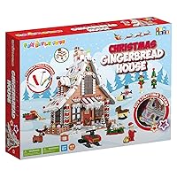 Christmas Building Block Set with LED String Light, 1611 Pieces Gingerbread House Building Toys with Assembly Tools, Christmas Toys Kids