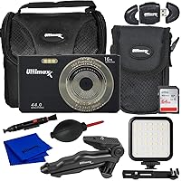 Ultimaxx Advanced Point & Shoot Digital Camera Bundle - Includes: 64GB Ultra Memory Card, Tabletop Tripod, Water-Resistant Gadget Bag, Ultra-Bright LED Light Kit with Bracket & More (13pc Bundle)