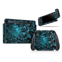Compatible with Nintendo New 3DS XL (2014) - Skin Decal Protective Scratch Resistant Vinyl Wrap Gaming Cover- Turquoise and Black Geometric Triangles
