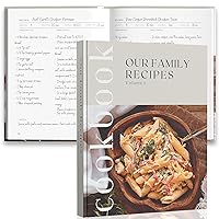 Recipe Book To Write In Your Own Recipes - Large Blank DIY Personalized Family Cookbook Journal, Fits 200 Empty Recipe Templates to Fill In Your Own Recipes - Custom Cooking Notebook Keepsake - 11x8