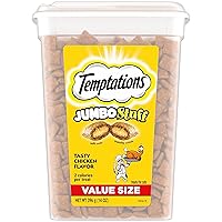 TEMPTATIONS Jumbo Stuff Crunchy and Soft Cat Treats, Tasty Chicken Flavor, 14 oz. Tub