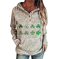 EFOFEI Women's St. Patrick's Day V Neck Tunic Top Clover Leaf Print Pullover Long Sleeve Shamrock Hoodies