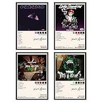 Peso Pluma Poster Album Cover Posters for Room Aesthetic Music Wall Art Girl and Boy Teens Dorm Decor Set of 4 8in x 12in Unframed