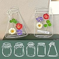 Dried Flower Bookmark Making Kit, 40pcs Easy DIY Transparent Bookmarks, Clear Jars Stickers Set with Instructions Large Size(Pressed Flowers Excluded)