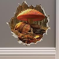 Sleeping Gnome - Wall Hole 3D Wall Sticker