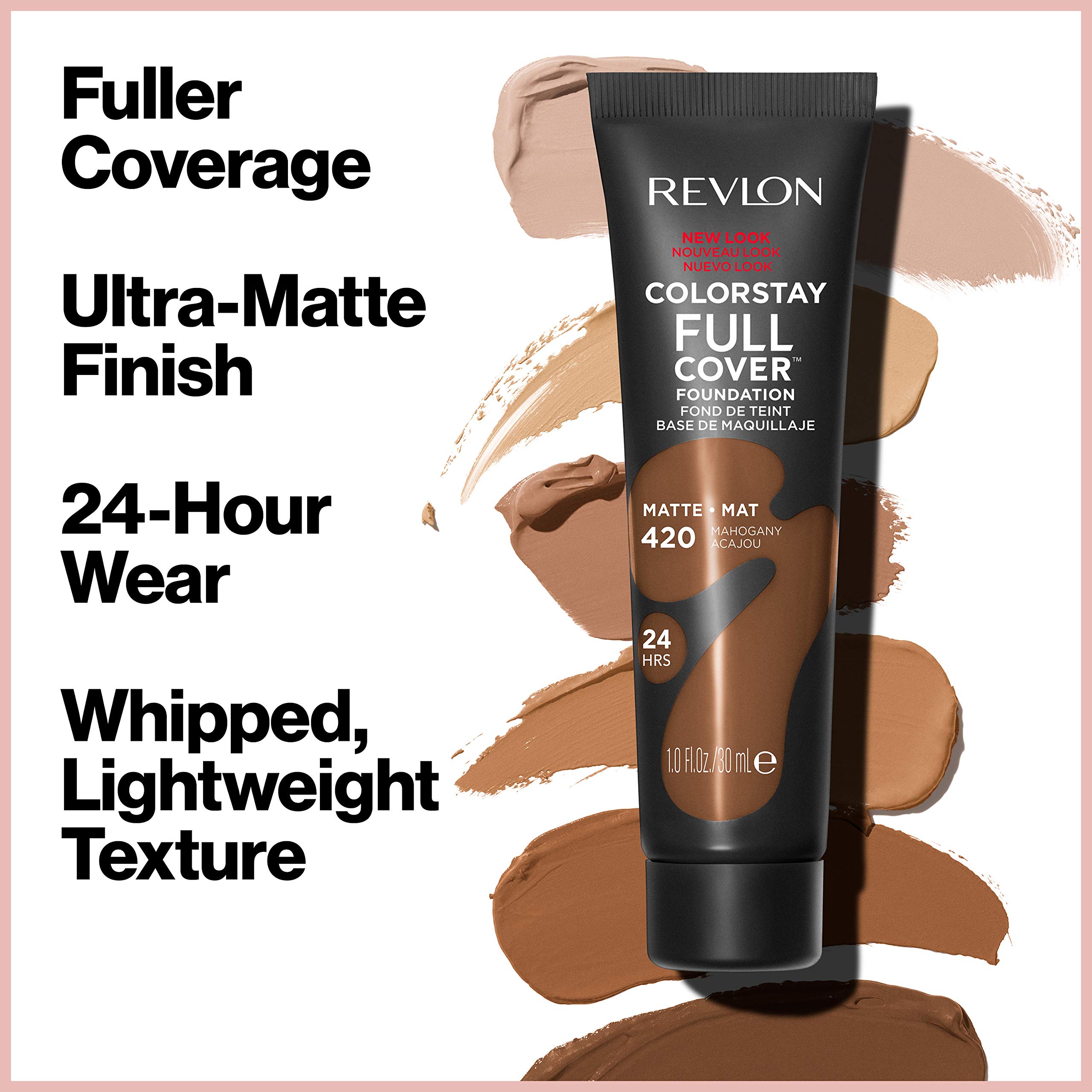 Revlon ColorStay Full Cover Longwear Matte Foundation, Heat & Sweat Resistant Lightweight Face Makeup, Almond (405), 1.0 oz