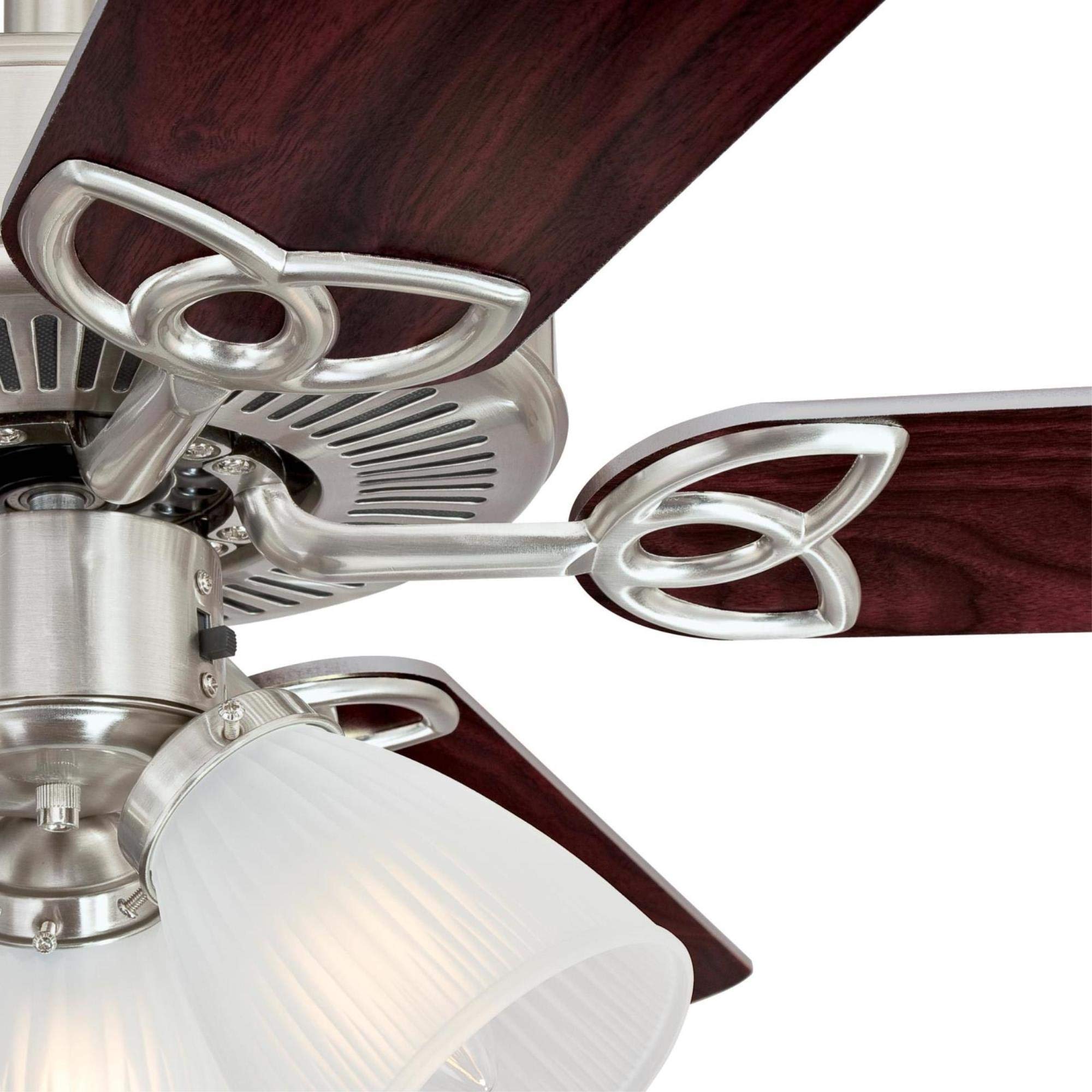 Westinghouse Lighting 7237100 Vintage Indoor Ceiling Fan with Light, 52 Inch, Brushed Nickel