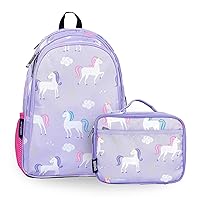 Wildkin 15 Inch Kids Backpack Bundle with Lunch Box Bag (Unicorn)