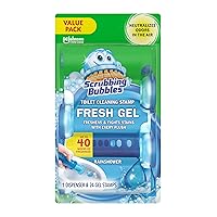 Toilet Gel Stamps, Fresh Gel Toilet Cleaning Stamps, Helps Keep Toilet Clean and Helps Prevent Limescale & Toilet Rings, Rainshower Scent, 1 Dispenser with 24 Stamps