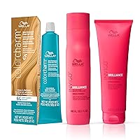 Wella Professionals Invigo Brilliance Color Protection Shampoo & Conditioner, For Fine Hair + Wella ColorCharm Demi Permanent Hair Color, 6G Dark Golden Blonde
