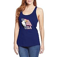 Hat and Beyond Womens Racer Back Tank Top American Flag Eagle Graphic Print Independence Day Sleeveless Tee Shirt