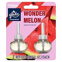 Glade PlugIns Refills Air Freshener, Scented and Essential Oils for Home and Bathroom, Wonder Melon, 1.34 Fl Oz, 2 Count
