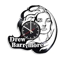 Drew Barrymore Vinyl Wall Clock, Clock with The Image of The Actor, American Actress, Producer, Director, Art, Drew Blythe Barrymore Gift for Any Occasion
