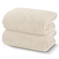 Silk Hemming Bath Towels for Bathroom Clearance - 27 x 55 inches - Light Thin Quick Drying - Soft Microfiber Absorbent Towel for Bath Fitness, Sports, Yoga, Travel, Gym - 2 Pack, Cream
