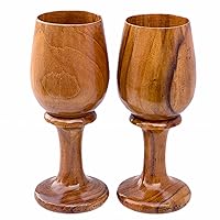 collectiblesBuy Handmade Rustic Dark Brown Wooden Wine Glass Vintage Wood Goblet Drinkware Cup Set of 2