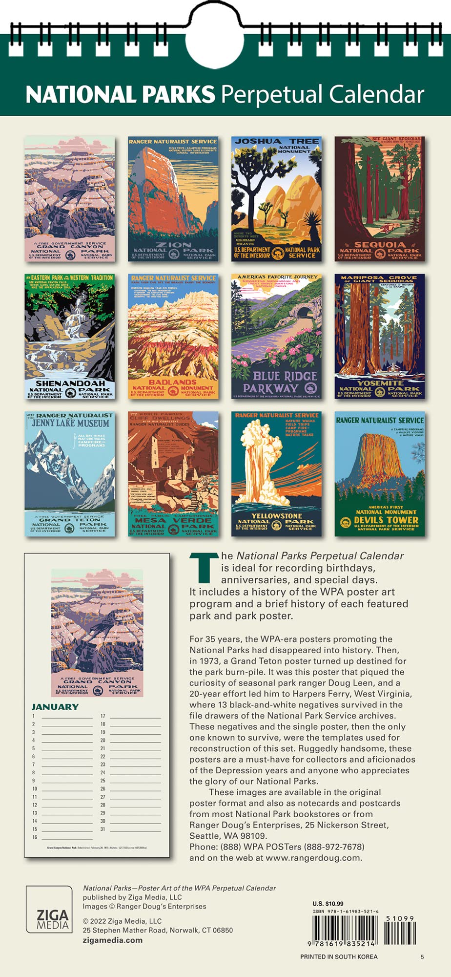 Mua National Parks Poster Art of the WPA Perpetual Calendar Birthday