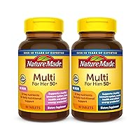 Multivitamin 50+ His & Hers Combo Pack, Mens and Womens Multivitamin with Vitamin C, Vitamin D3, B Vitamins, Zinc & More, Two Multivitamin Bottles