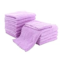 12 Pack Baby Washcloths - Extra Absorbent and Soft Wash Clothes for Newborns, Infants and Toddlers - Suitable for Baby Skin and New Born - Microfiber Coral Fleece 12x12 Inches, Violet Purple