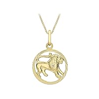 Carissima Gold Women's 9ct Yellow Gold Round Diamond Cut Zodiac Pendant on 9ct Yellow Gold 20 Diamond Cut Curb Chain 46cm/18