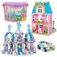 Girls Building Block Toy Friends Set Snow Castle and Delicious Pizza Shop Building Block Set 906 PCS with Storage Box Suitable for 6+ Girls Back to School,Birthday,Christmas Surprise Gift