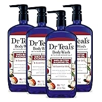 Dr Teal's Body Wash with Pure Epsom Salt, with Shea Butter & Almond Oil, 24 fl oz (Pack of 4) (Packaging May Vary)